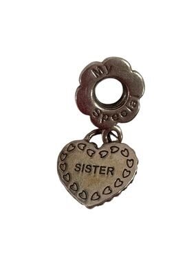 Pandora Sister Heart Dangle Charm in Silver